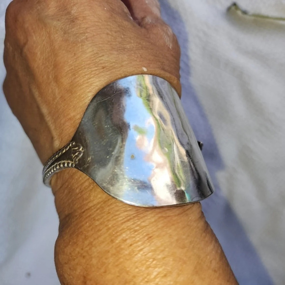 Handmade 80s Silver spoon Artisan bracelet - Picture 5 of 11